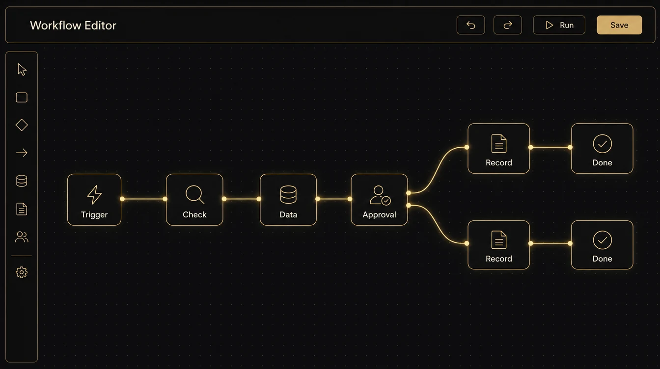 Visual workflow editor for internal processes