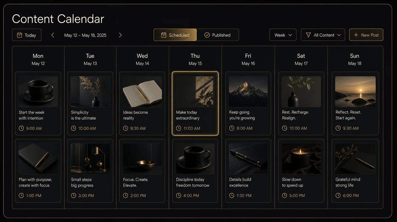 Automated content calendar for social media